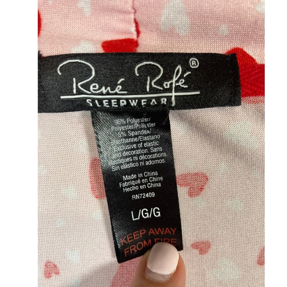 Rene Rofe Womens Pink Heart Print 2pc Chemise and Robe Set Large 517817